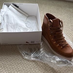 Vince Brown High-Top leather and suede Sneaker Boot with Gold Eyelets sz 11 NIB